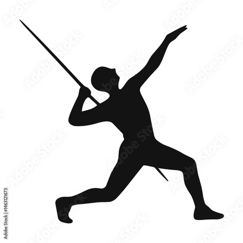 silhouette illustrations of javelin throw athlete