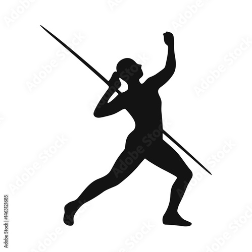 silhouette illustrations of javelin throw athlete