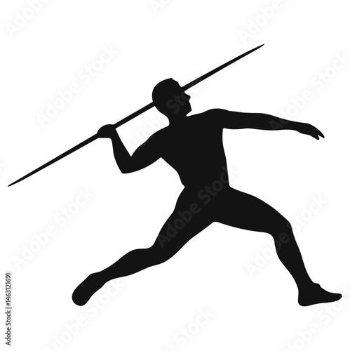 silhouette illustrations of javelin throw athlete