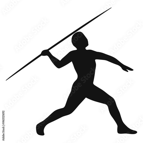 silhouette illustrations of javelin throw athlete