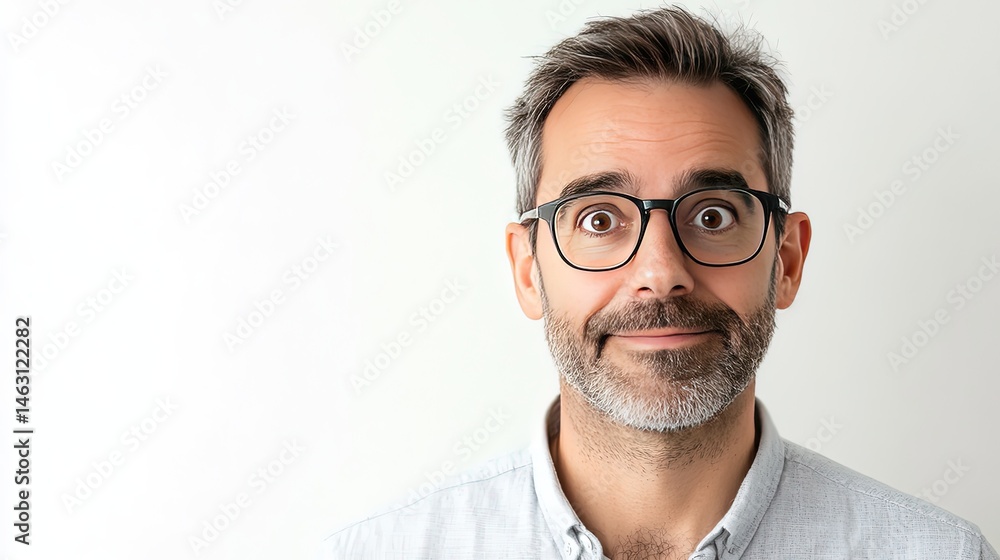 Obraz premium The man wearing glasses looks like he's thinking of something.