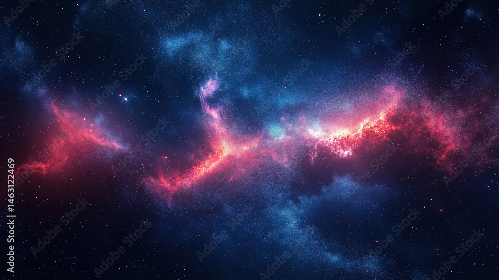 Obraz premium The night sky sparkles with stars and a swirling galaxy, creating a mesmerizing outer space backdrop