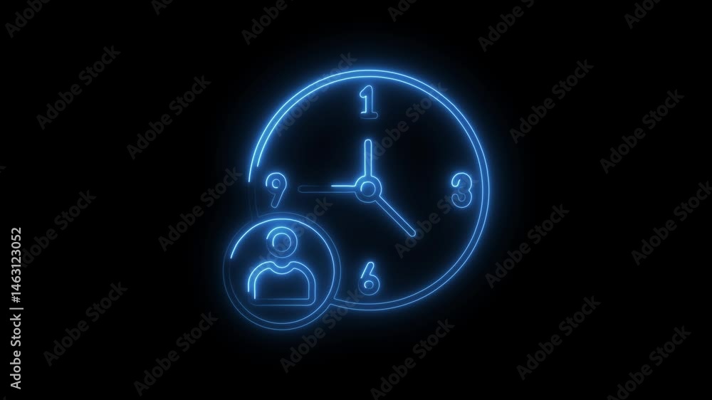 Time management neon illustration icon animation schedule appointment resource planning Time management neon illustration icon animation schedule appointment resource planning