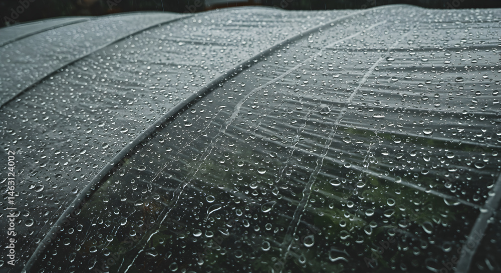 Obraz premium Raindrops On Translucent Greenhouse Cover Creating Abstract Pattern