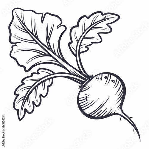 hand drawn vector illustration of radish