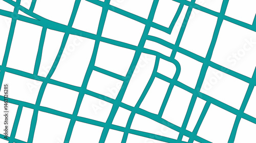 Abstract teal city street map pattern; urban planning, navigation background