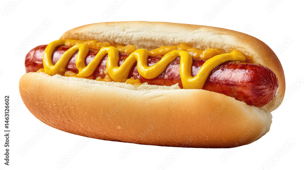 Classic Hot Dog with Mustard on Soft Bun on Transparent Background
Classic Hot Dog with Mustard on Soft Bun on Transparent Background