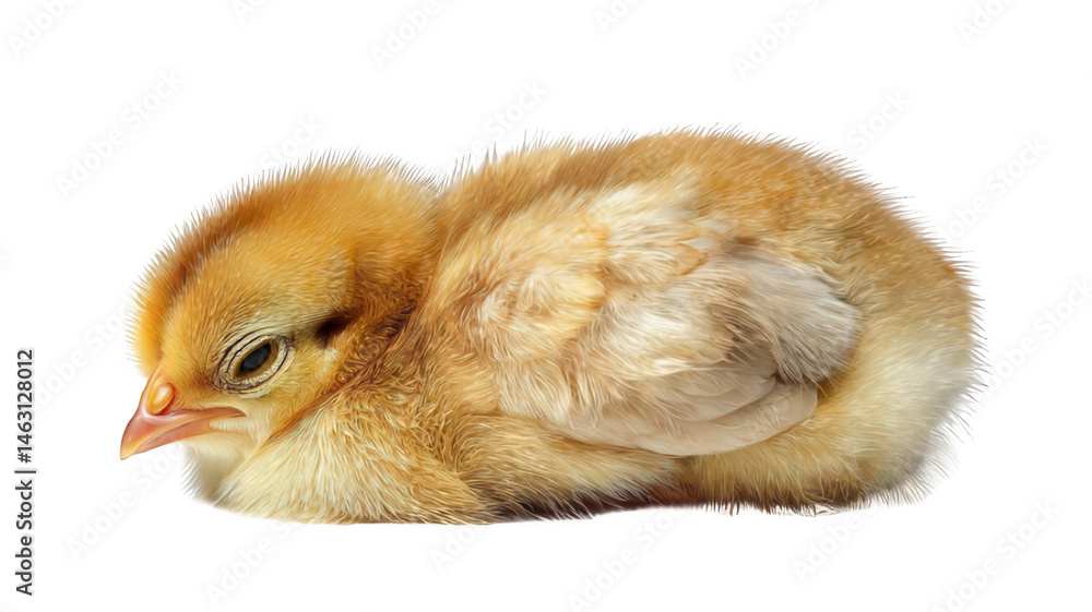 Obraz premium Realistic Baby Chick Sleeping Peacefully Transparent Background