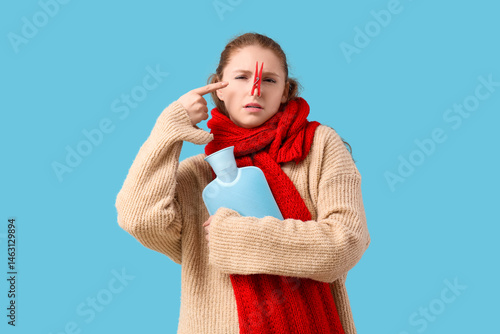 Ill young woman with hot wa...