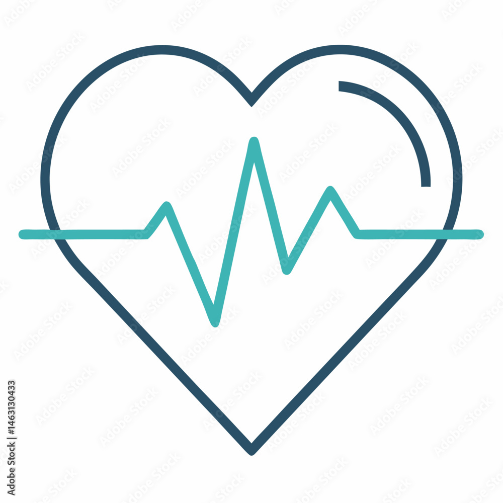 Heartbeat Line Art Icon – Heart Symbol with ECG Pulse Line on White Background Heartbeat Line Art Icon – Heart Symbol with ECG Pulse Line on White Background