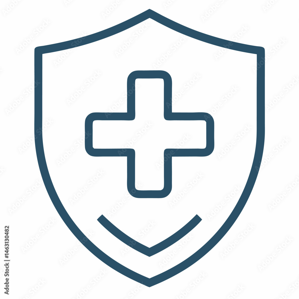 Medical Shield Icon – Health Protection Line Art with Plus Sign on White Background
Medical Shield Icon – Health Protection Line Art with Plus Sign on White Background