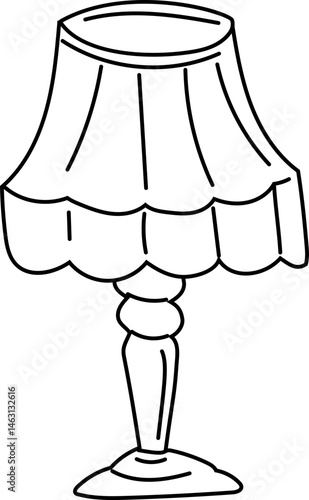 Vintage ruffled lamp line art vector illustration