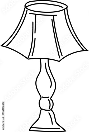 Angled shade lamp line art vector illustration