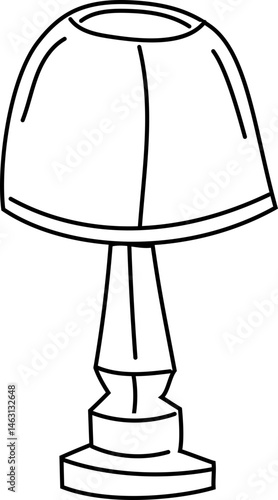 Traditional lamp with base line art vector illustration