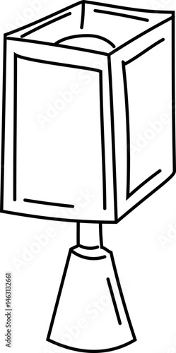 Box-shaped lamp line art vector illustration