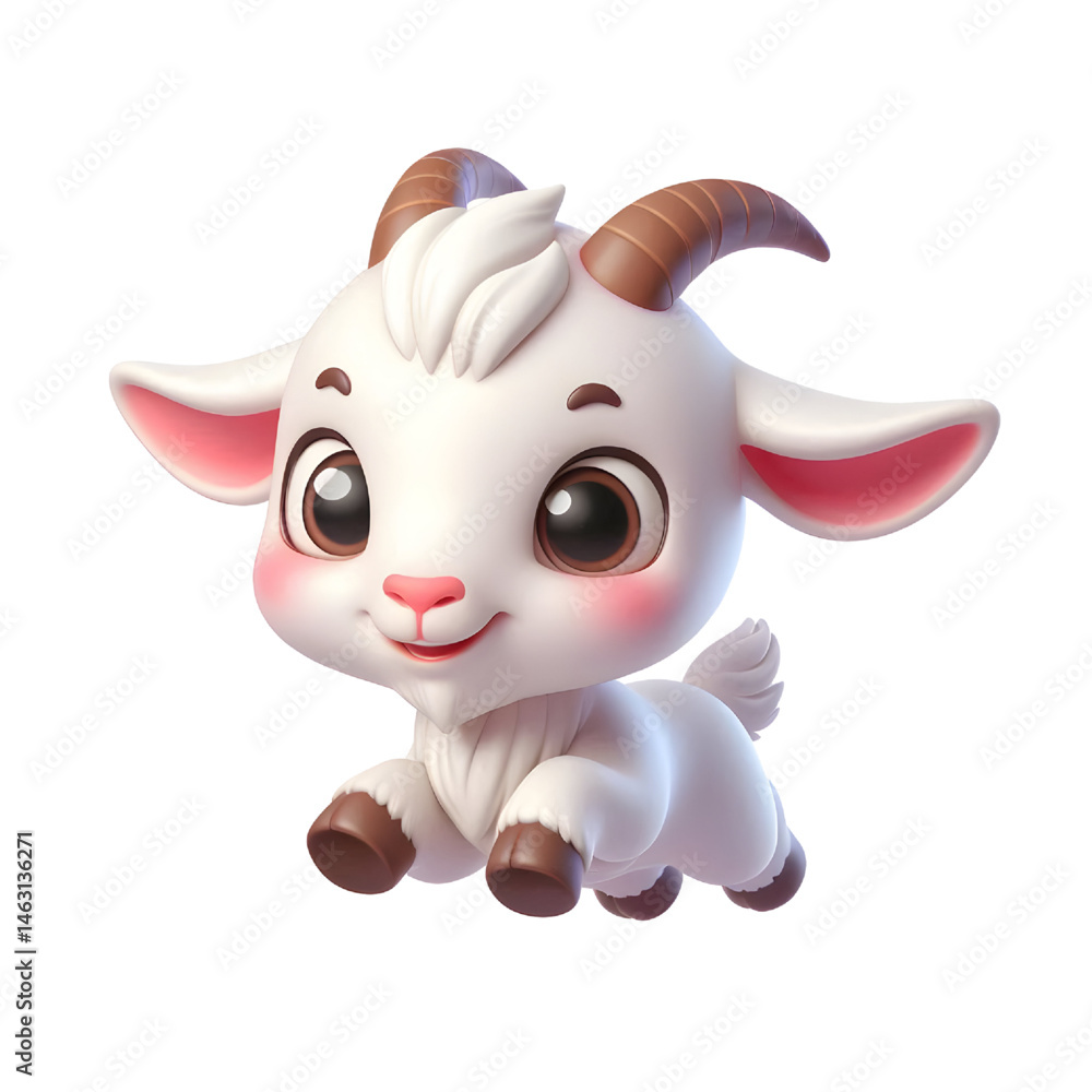 Cute 3d goat isolated on white background Cute 3d goat isolated on white background