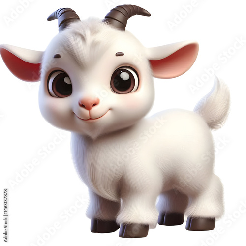Cute 3d goat isolated on white background