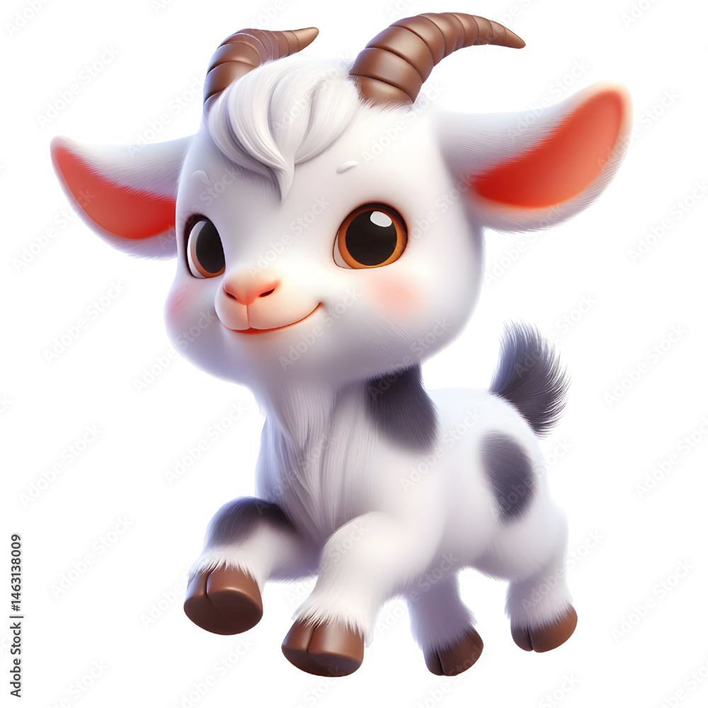 Cute 3d goat isolated on white background Cute 3d goat isolated on white background