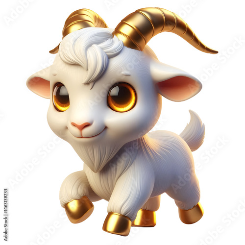 Cute 3d goat isolated on white background