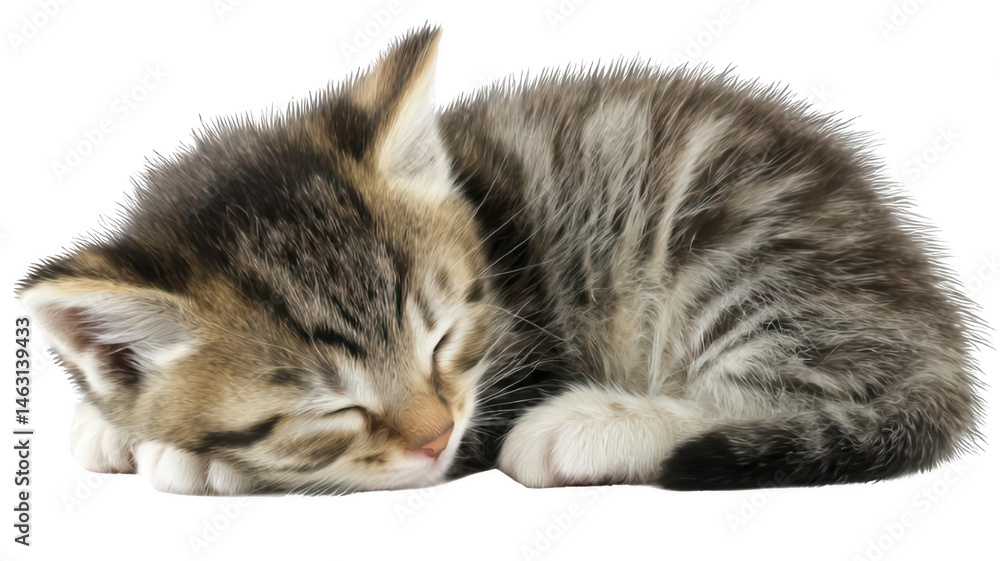 Sleeping Baby Kitten Isolated on White Background Sleeping Baby Kitten Isolated on White Background