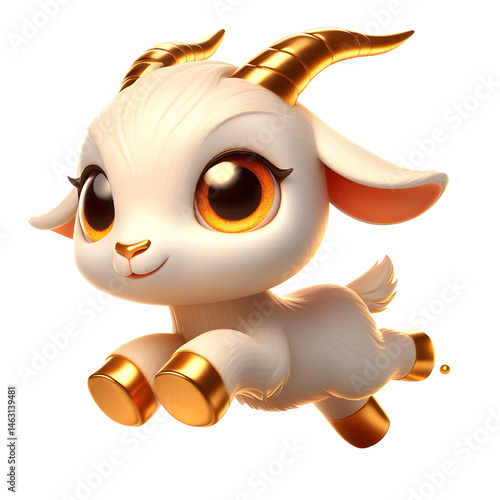 Cute 3d goat isolated on white background