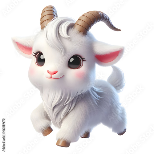 Cute 3d goat isolated on white background