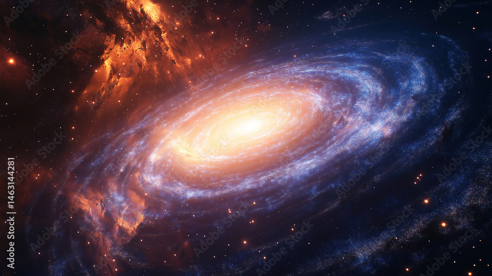 Fototapeta premium Expansive view of the universe showcasing spiral galaxy and countless cosmic stars