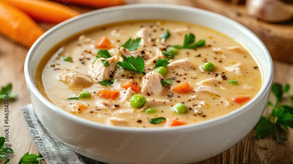 Creamy chicken soup in a bowl Creamy chicken soup in a bowl