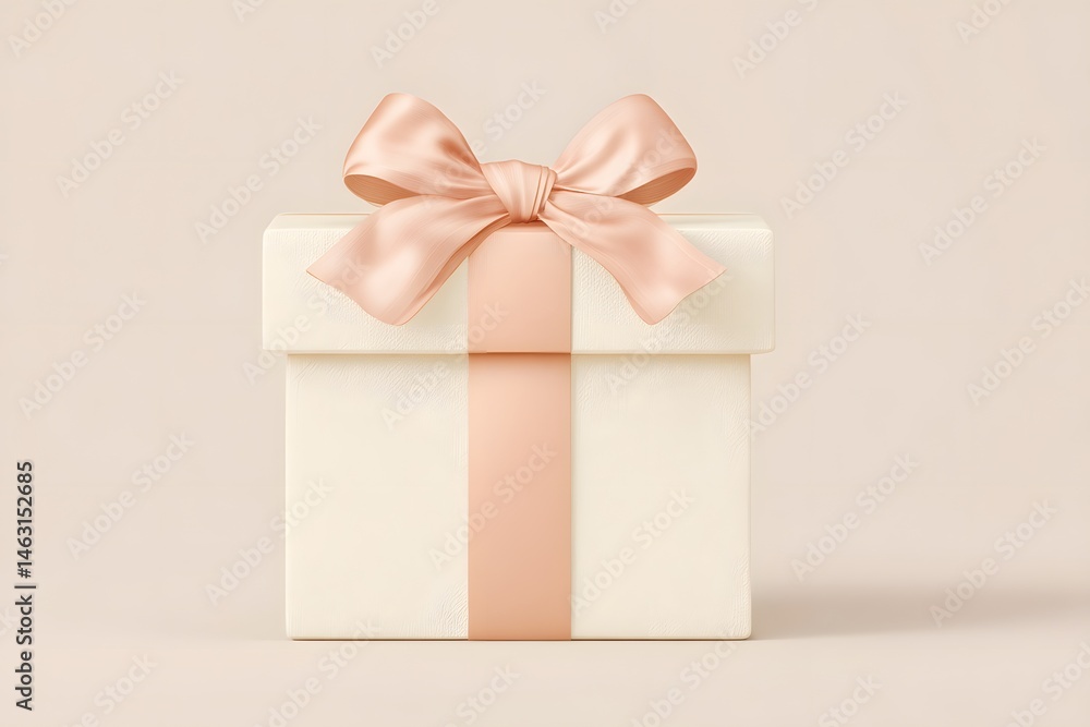 Gift's Elegance: A beautifully wrapped gift box, adorned with a delicate ribbon bow, presents a sense of anticipation and celebration, perfect for any special occasion.