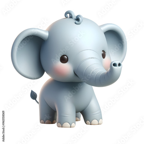 Cute 3d elephant isolated on white background