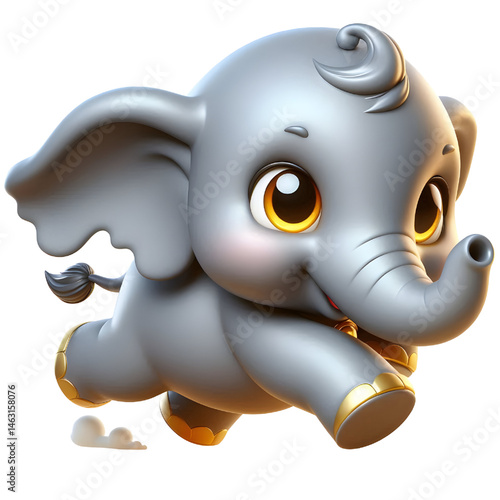 Cute 3d elephant isolated on white background