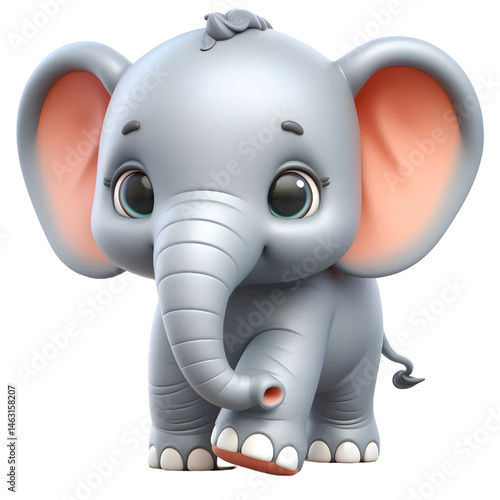 Cute 3d elephant isolated on white background