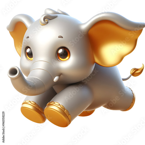 Cute 3d elephant isolated on white background