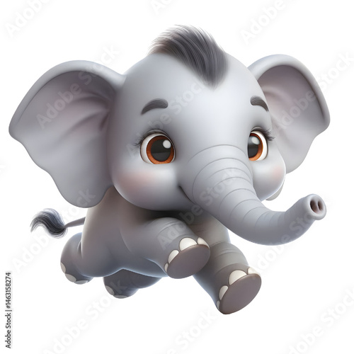 Cute 3d elephant isolated on white background