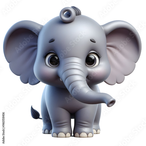 Cute 3d elephant isolated on white background