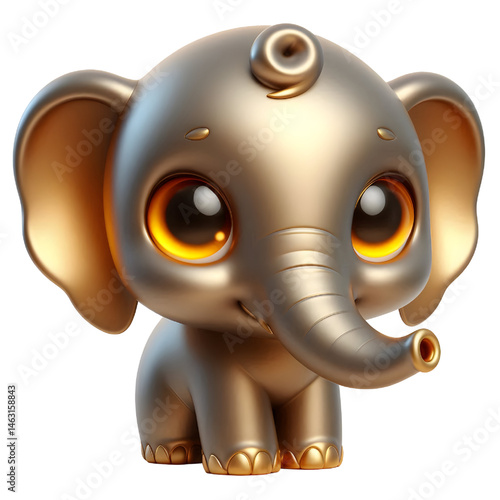 Cute 3d elephant isolated on white background