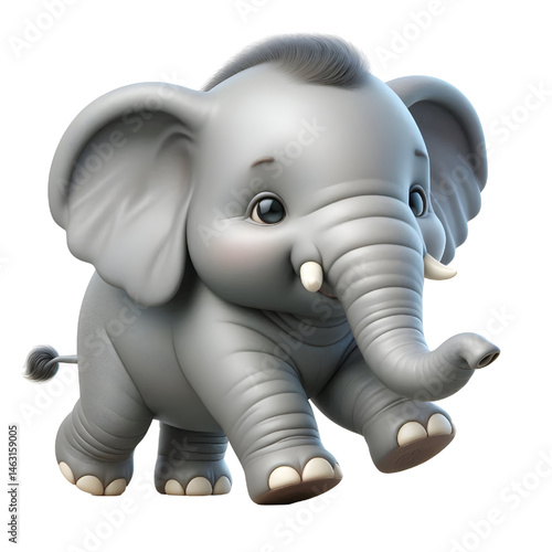 Cute 3d elephant isolated on white background