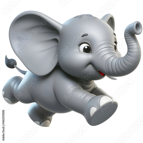 Cute 3d elephant isolated on white background
