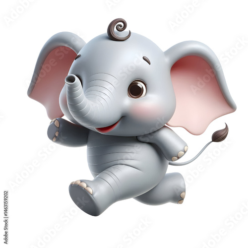 Cute 3d elephant isolated on white background
