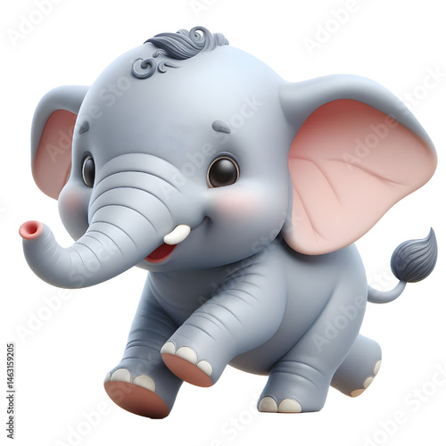 Cute 3d elephant isolated on white background