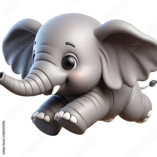 Cute 3d elephant isolated on white background
