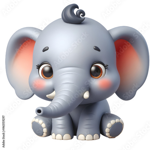 Cute 3d elephant isolated on white background