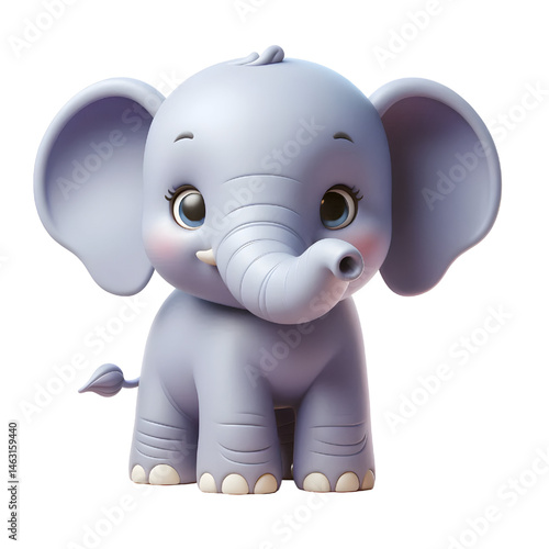 Cute 3d elephant isolated on white background
