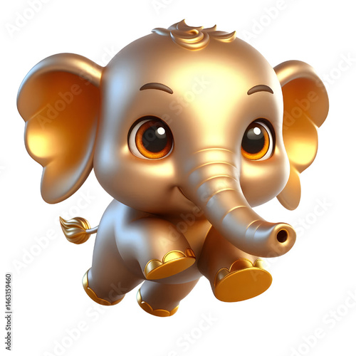 Cute 3d elephant isolated on white background