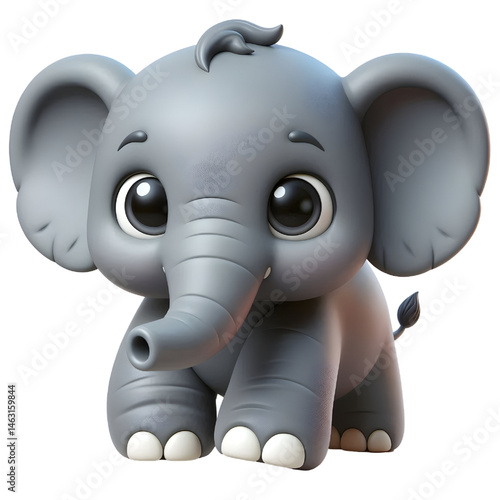 Cute 3d elephant isolated on white background