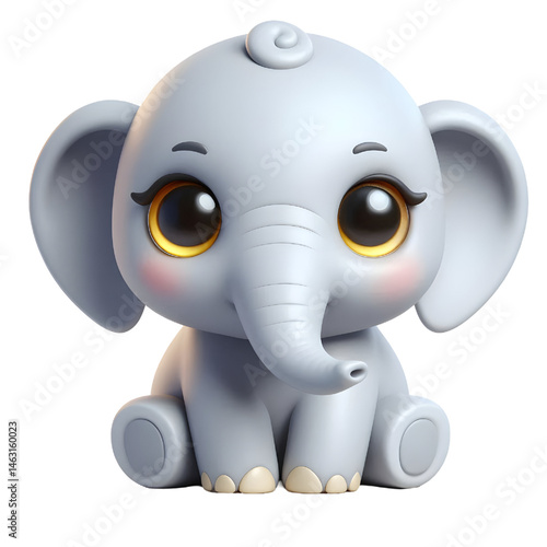 Cute 3d elephant isolated on white background