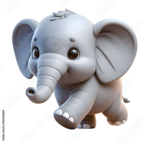 Cute 3d elephant isolated on white background