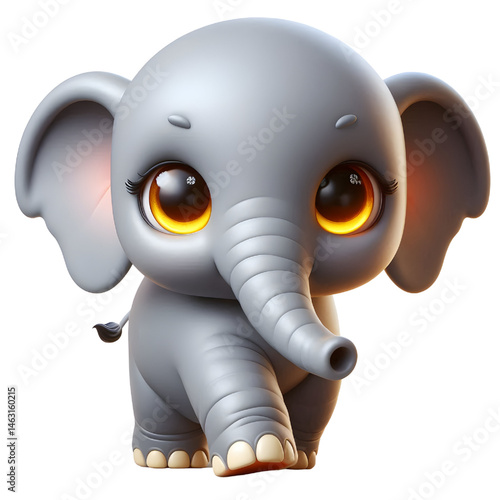 Cute 3d elephant isolated on white background