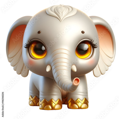 Cute 3d elephant isolated on white background
