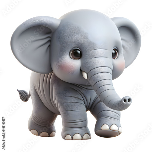 Cute 3d elephant isolated on white background